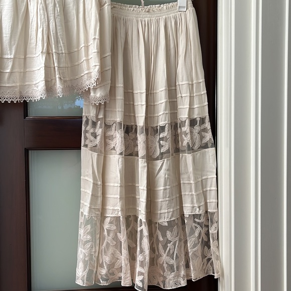Free People cream midi skirt and top lace co-ord set size Small - Picture 5 of 7